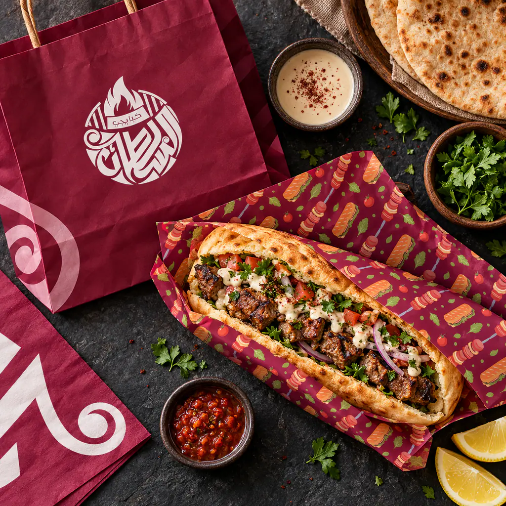 Kababgy Al-Sultan bag and patterned sandwich wrap from above