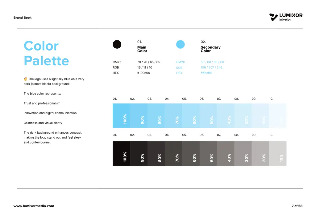 Lumixor Media: brand guidelines · colour palette