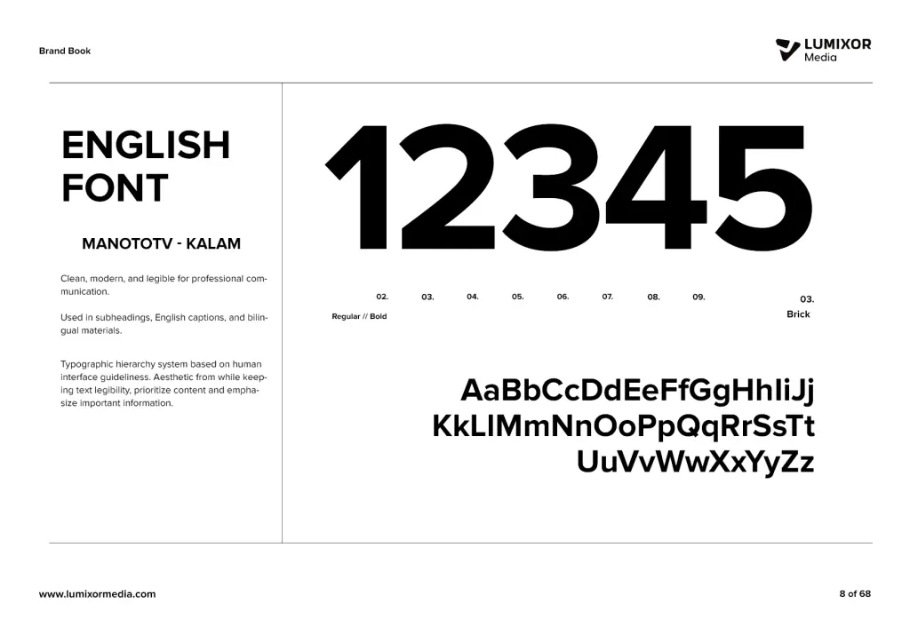 Lumixor Media: brand guidelines · English typeface