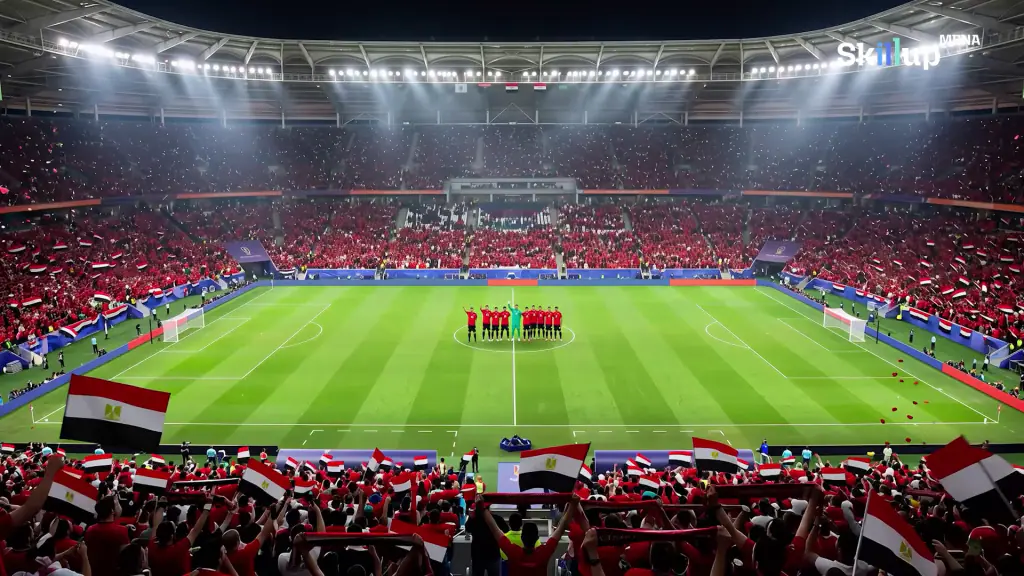 Egypt's team lined up on the pitch