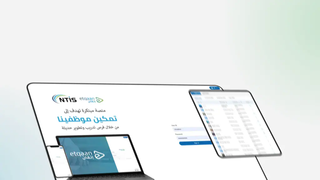NTIS sign-in page on a laptop and a tablet