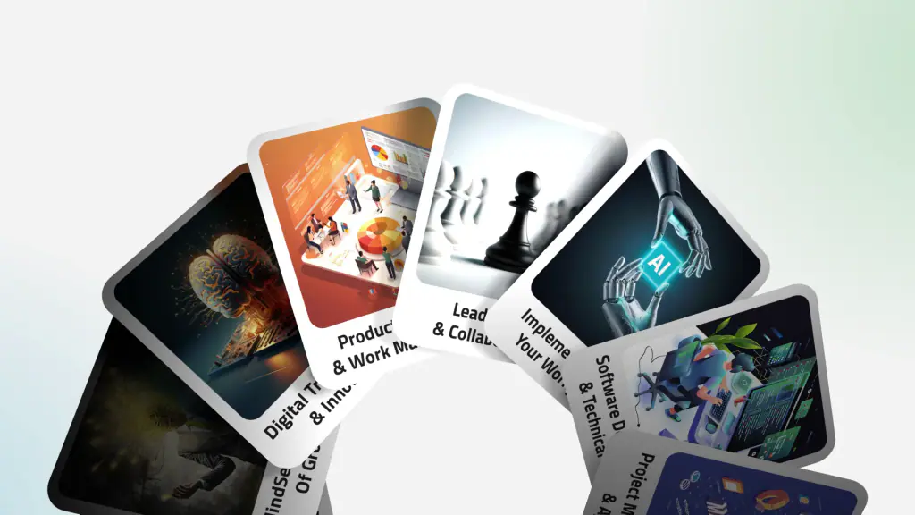 Course cards fanned in an arc