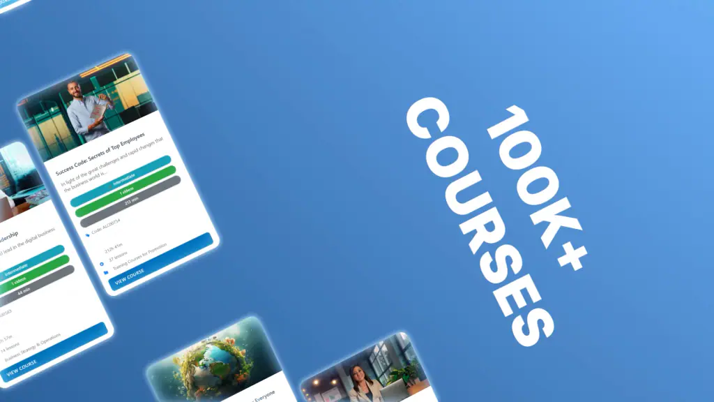 Course screens beside 100K+ courses