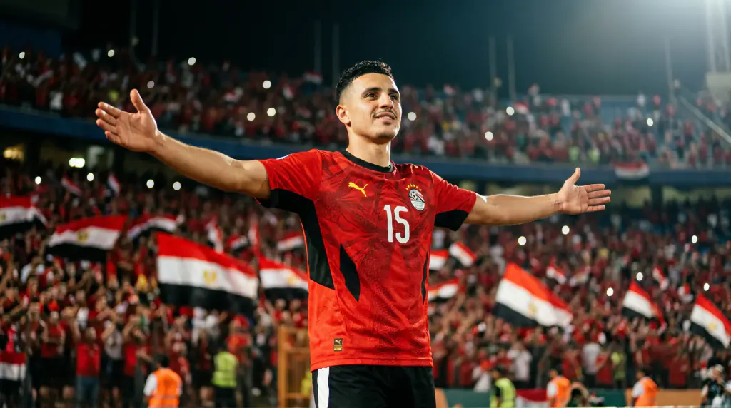 A player with arms wide open to the stands