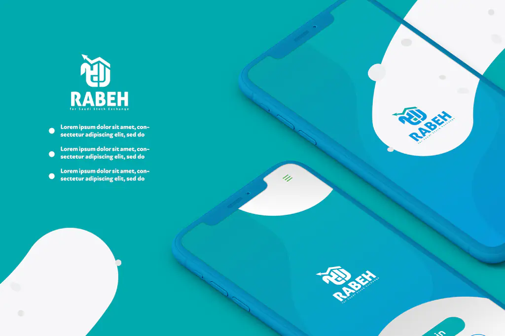 Rabeh: app screens · blue