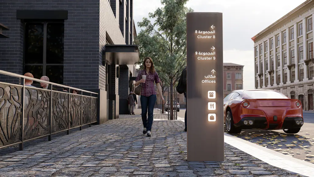 Wayfinding at Al-Mareiyah: staff village wayfinding, 3D study 6